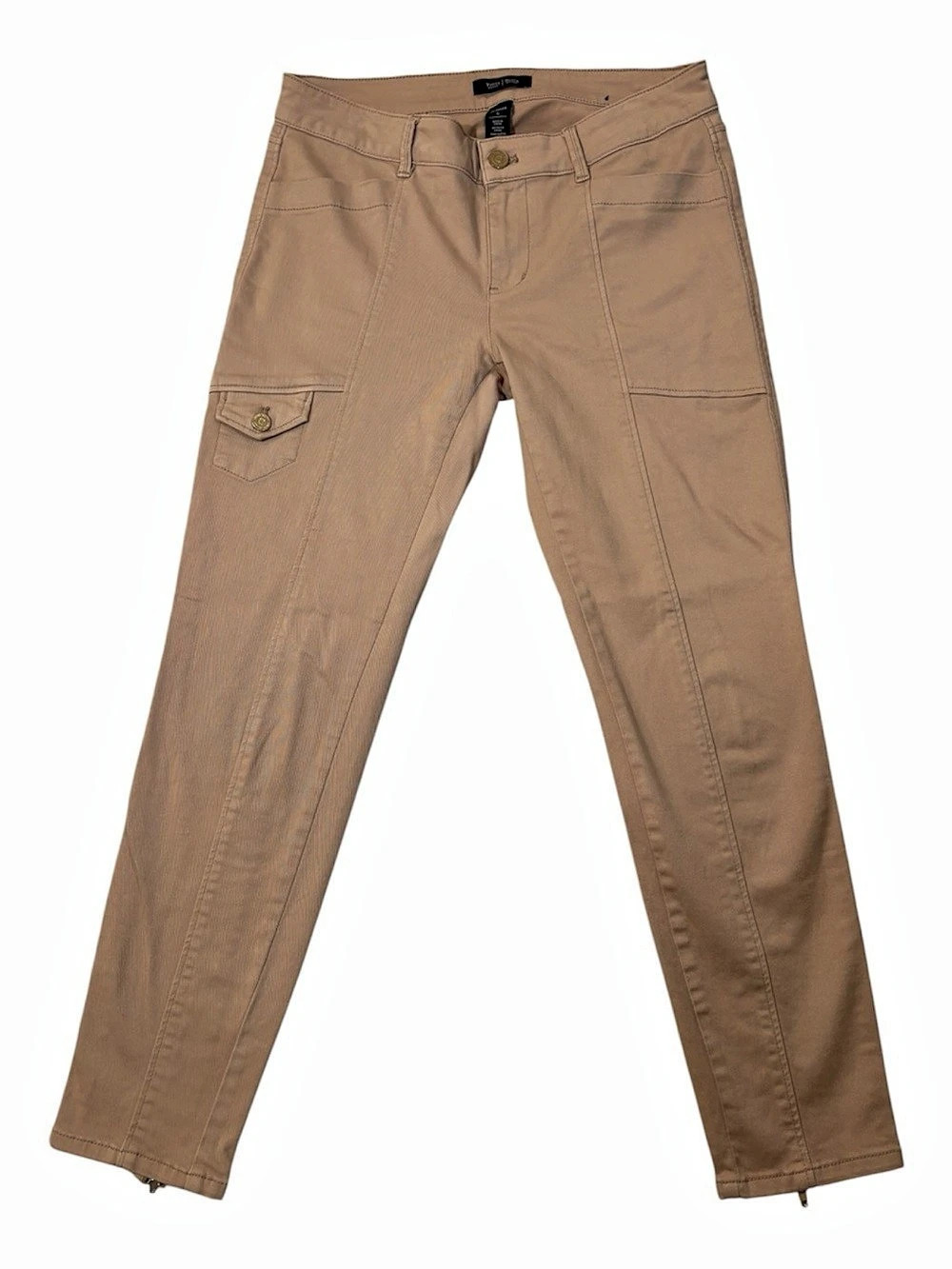 White House Black Market Pants, Zipper Ankles, Moto, Skimmer Cargo Skinny, Sz 6